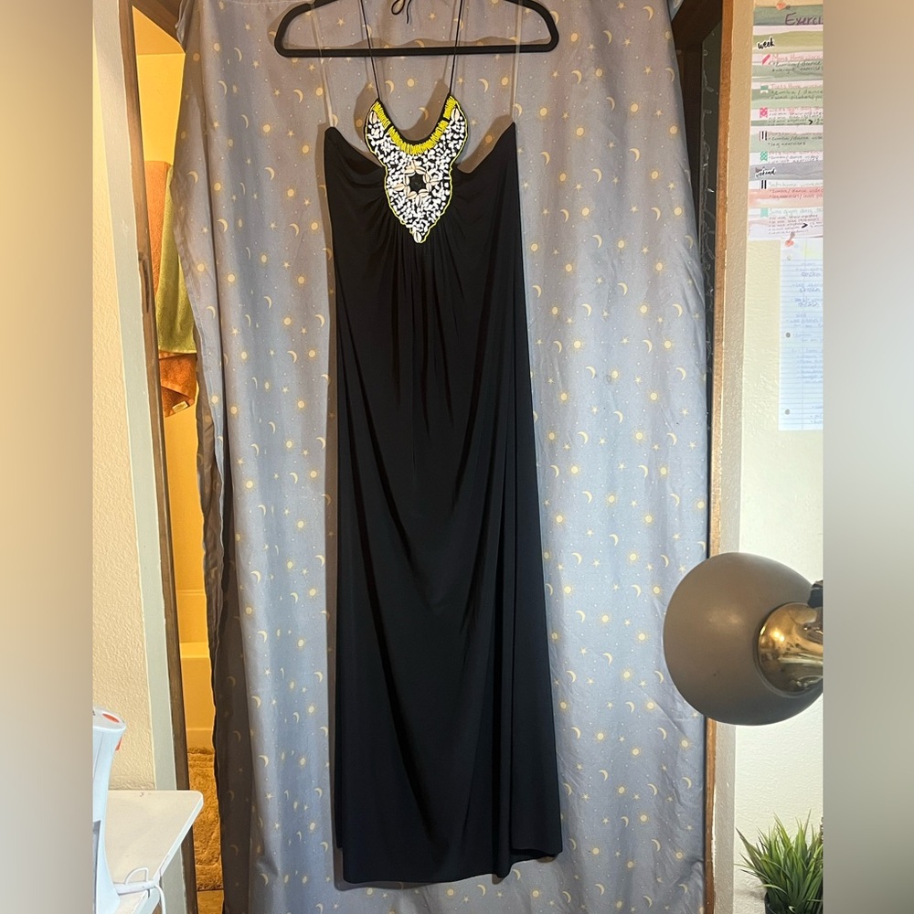 GWP!! NWT Tbags Los Angeles beaded long halter dress size small made in USA